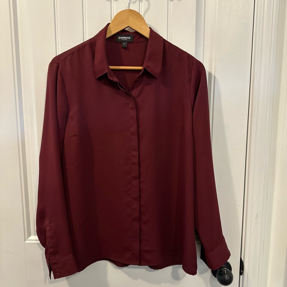 Express Deep Red Collared Shirt